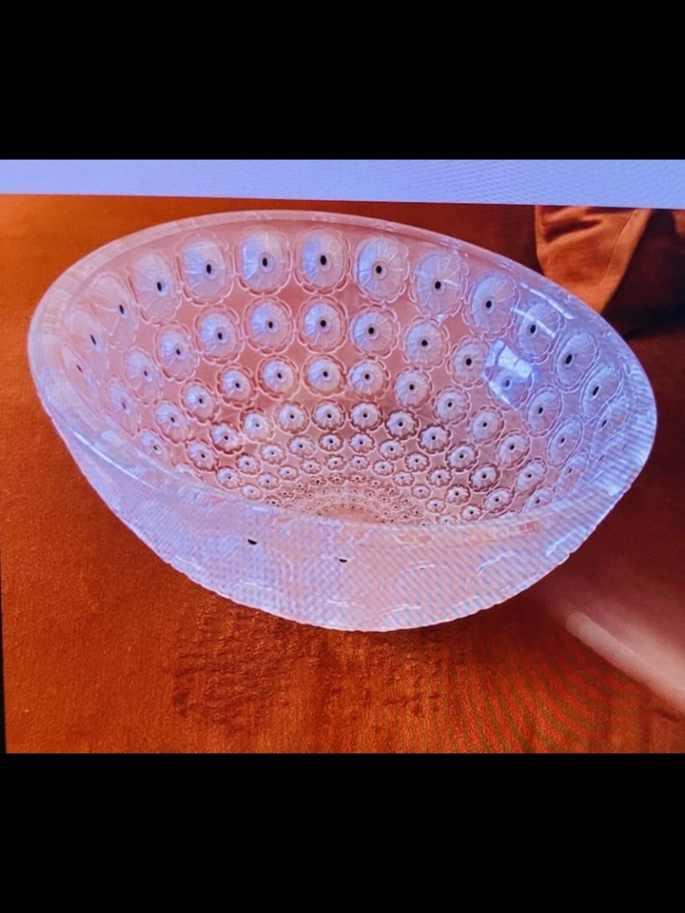 Vintage Lalique "Nemours" Crystal Bowl Pristine Floral Peacock Print French